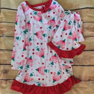Jumping Beans elf nightgown and matching doll pjs